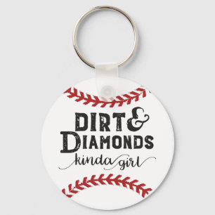 Dirt and Diamonds Soort Girl Softball Theme Sleutelhanger
