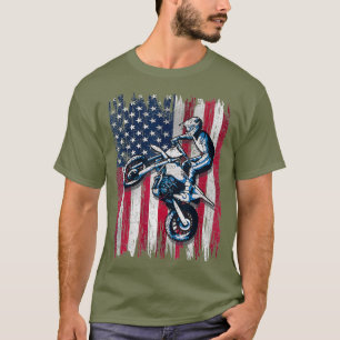 Dirt Bike American Flag Motocross Biker Gift 4e T-shirt