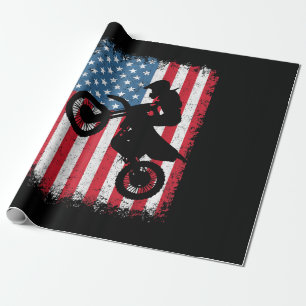 Dirt Bike American Flag Motocross Biker Mannen Boy Cadeaupapier