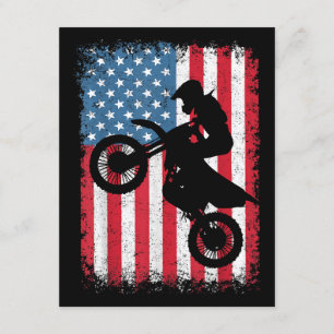 Dirt Bike American Flag Motocross Biker Mannen Boy Informatiekaartje