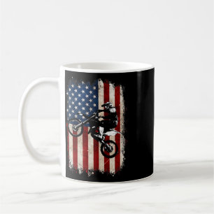 Dirt Bike Amerikaanse Vlag Motocross Biker 4 juli Koffiemok