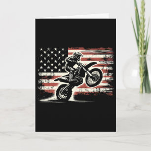 Dirt Bike Amerikaanse Vlag Motocross Biker Vintage Kaart