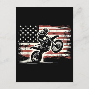 Dirt Bike Amerikaanse Vlag Motorcross Biker Vintag Informatiekaartje