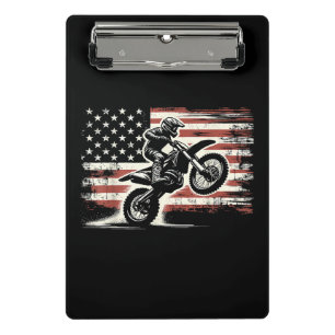 Dirt Bike Amerikaanse Vlag Motorcross Biker Vintag Mini Klembord