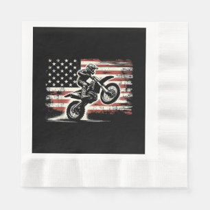 Dirt Bike Amerikaanse Vlag Motorcross Biker Vintag Servet