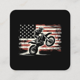 Dirt Bike Amerikaanse Vlag Motorcross Biker Vintag Vierkante Visitekaartje