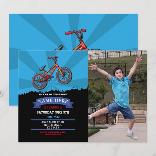 Dirt Bike Anniversaire Invitation équitation Boue (Devant / Derrière)