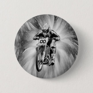 Dirt Bike Blasting Thru Black/White Ronde Button 5,7 Cm