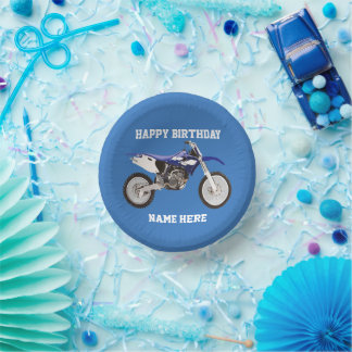 Dirt Bike Blue Birthday Sport Motorbike Kind Papieren Kommen