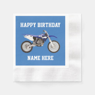 Dirt Bike Blue Birthday Sport Paper Borden Servet