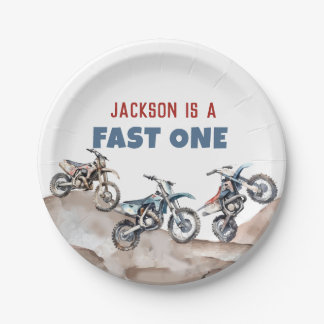 Dirt Bike Fast One Birthday Party Papieren Borden Bordje