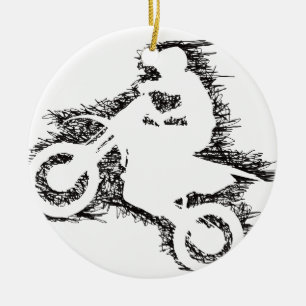 DIRT BIKE (gekrabbel zwart) Keramisch Ornament