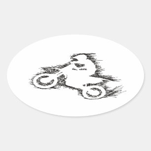DIRT BIKE (gekrabbel zwart) Ovale Sticker
