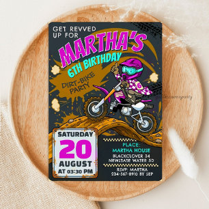 Dirt Bike Meisje Motocross Verjaardag - Modderige Kaart