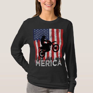 Dirt Bike 'Merica Amerikaanse Vlag 4 juli Jongens  T-shirt