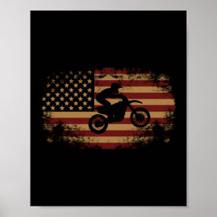 Dirt Bike Motocross - Amerikaanse vlag Dirt Bike Poster