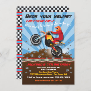 Dirt Bike Motocross Anniversaire Fête Invitation