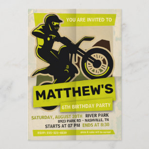 Dirt Bike Motocross - uitnodiging van de Birthday