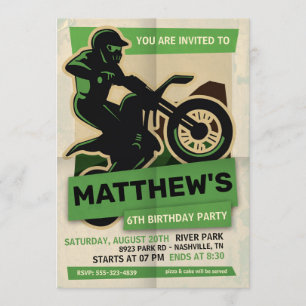 Dirt Bike Motocross - uitnodiging van de Birthday 