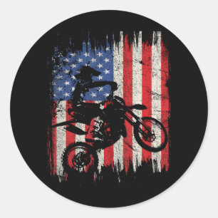 Dirt Bike Motocross Verenigde Staten - Amerikaans  Ronde Sticker