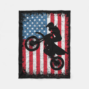 Dirt Bike Motorcross Biker Amerikaanse Vlag 4th of Fleece Deken