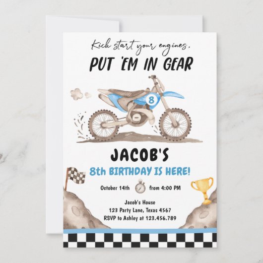 Dirt Bike Motorcross Racing Fietsen Jongen Verjaar Kaart (Voorkant)