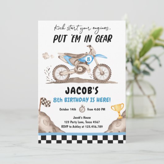 Dirt Bike Motorcross Racing Fietsen Jongen Verjaar Kaart (Staand voorkant)