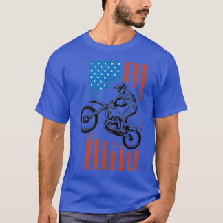 Dirt Bike Motorfiets Motorcross Amerikaanse vlag T-shirt