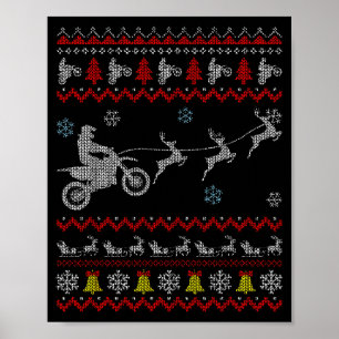 Dirt Bike Motorfiets Pyjama Verschrikkelijke Kerst Poster