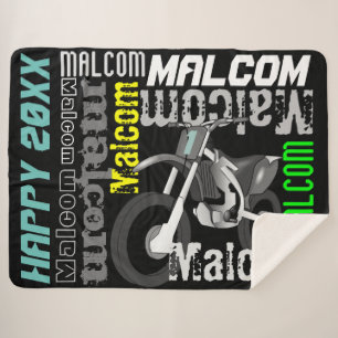 Dirt Bike Motornaam Typografie Aangepaste Kleur Sherpa Deken