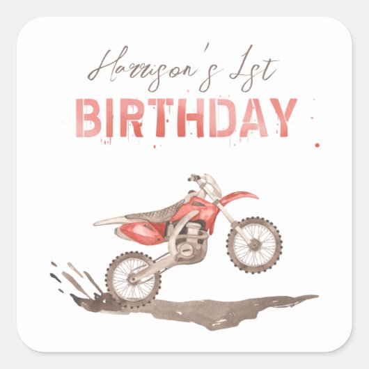 Dirt Bike Party Sticker Labels | Labels voor raceS (Voorkant)