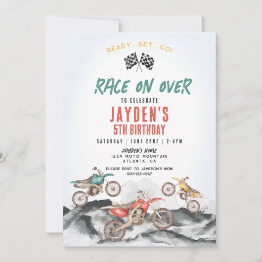 Dirt Bike Race Anniversaire Fête Invitation pour G (Devant)