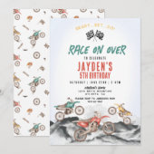 Dirt Bike Race Anniversaire Fête Invitation pour G (Devant / Derrière)