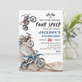 Dirt Bike Race Boy 4th Birthday Party Invitation (Debout devant)