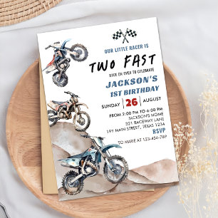 Dirt Bike Race Boy Invitation fête de 2e anniversa