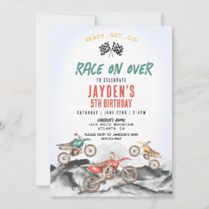 Dirt Bike Race Verjaardagsfeestuitnodiging voor jo Kaart