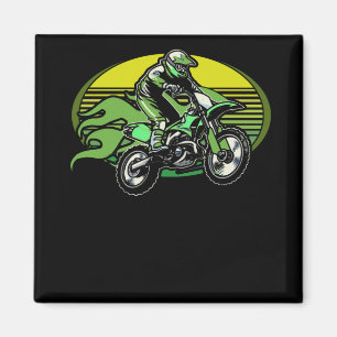 Dirt Bike Rider Tracks Neon Green Youth Magneet