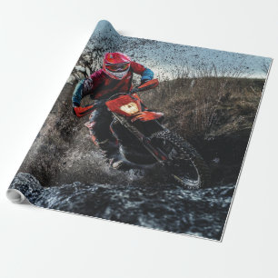 Dirt bike rijder werkkussen cadeaupapier
