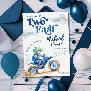 Dirt Bike Twee Snel Groen Blauw Verjaardag Kaart