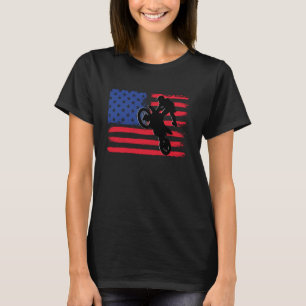 Dirt Bike US Amerikaanse Vlag Motorcross Biker Vin T-shirt