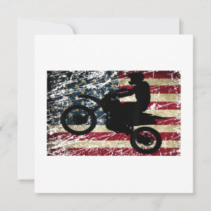Dirt Bike USA Flag T-Shirt Motocross American Flag Bedankkaart