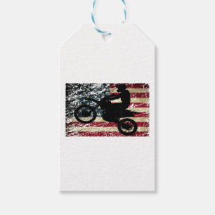 Dirt Bike USA Flag T-Shirt Motocross American Flag Cadeaulabel