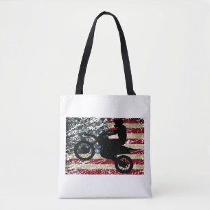 Dirt Bike USA Flag T-Shirt Motocross American Flag Draagtas