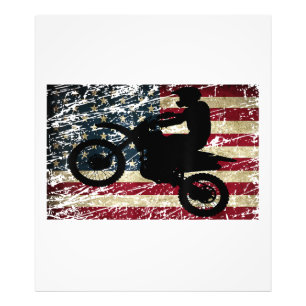 Dirt Bike USA Flag T-Shirt Motocross American Flag Foto Afdruk