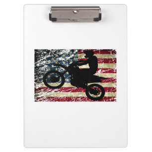 Dirt Bike USA Flag T-Shirt Motocross American Flag Klembord
