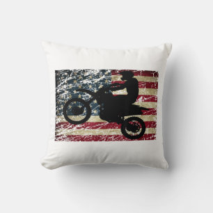 Dirt Bike USA Flag T-Shirt Motocross American Flag Kussen