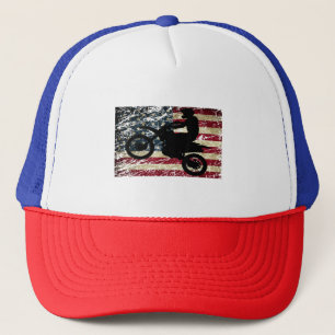 Dirt Bike USA Flag T-Shirt Motocross American Flag Trucker Pet