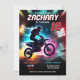 Dirt Bike verjaardagsuitnodiging | Racing Invite Kaart