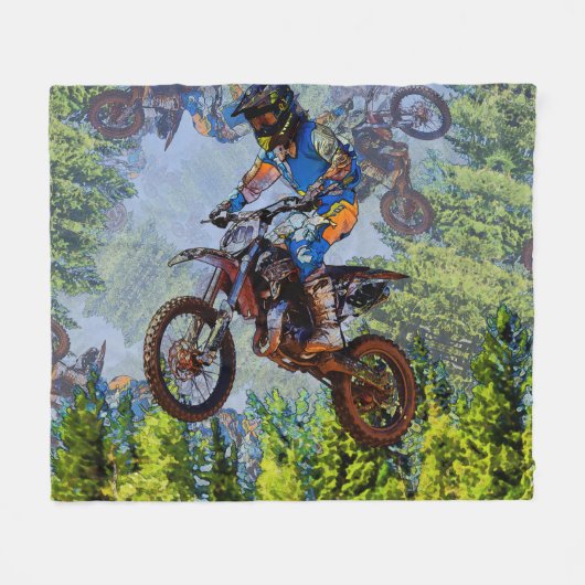 Dirt Biking Fools- Motocross Racer Fleece Blanket (Voorkant (Horizontaal))