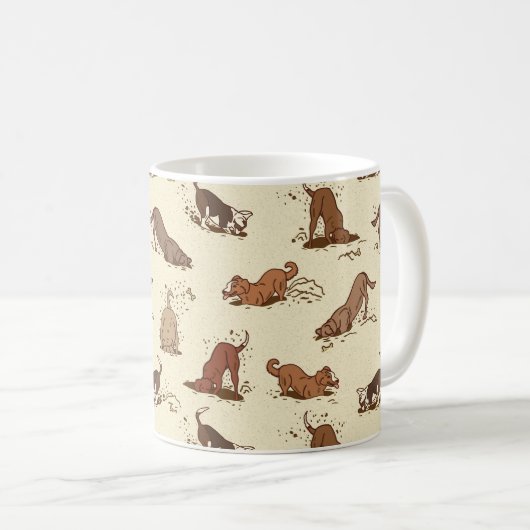 Dirt Digging Dogs - strandvakantie patroon. Koffiemok (Voorkant rechts)